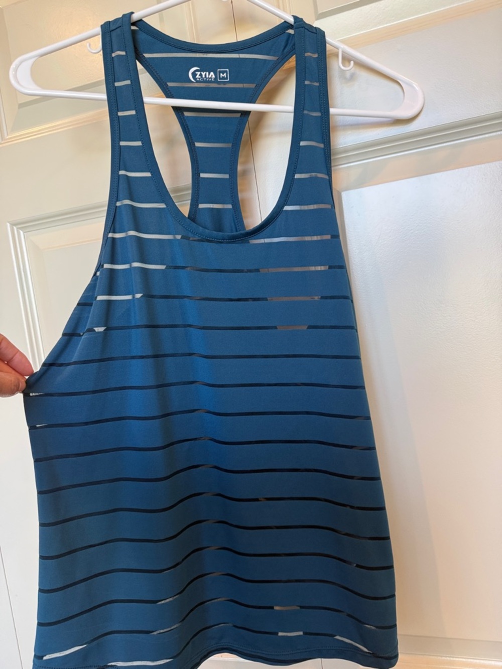 ZYIA Teal Striped Racerback Tank Medium M